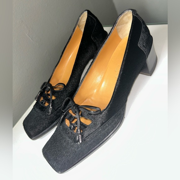 Hermes Paris Black Pony Hair Tassel Heels Size 35 1/2 - Picture 2 of 11